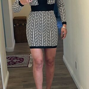 Black and White Geometric Pattern Dress